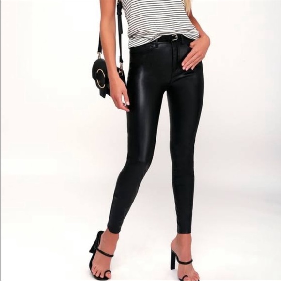 Free People Long Lean Faux Leather Pants - Picture 1 of 16